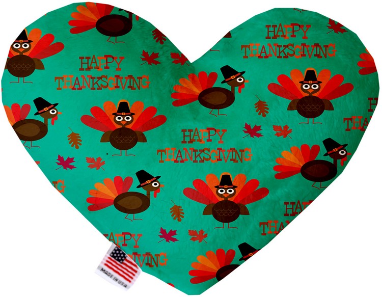 Happy Thanksgiving 6 inch Stuffing Free Heart Dog Toy